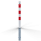 Barrier posts | Steel tube 70 x 70 mm | removable, with triangular locking mechanism | hot-dip galvanized and white coatedwith three red reflecting stripes | without eyelet